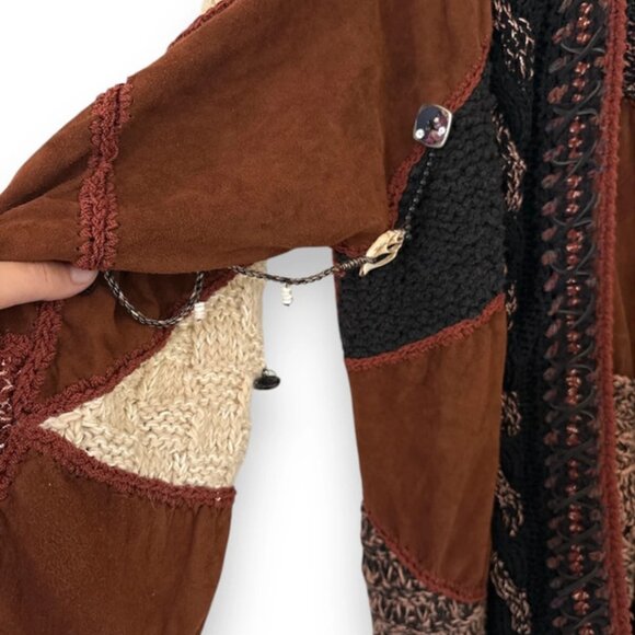 Amy Penzell Vintage 80s Patchwork Sweater Cardigan - Size Medium - Picture 5 of 11